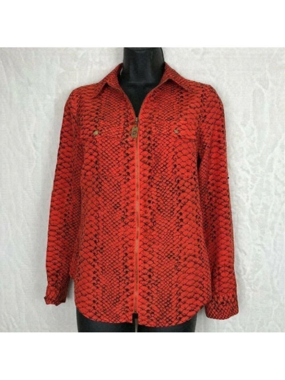 Michael Michael Kors Orange Snake Print Blouse Size XS